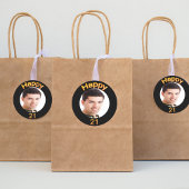 21歳の誕生日パーティーブラック金ゴールド写真 ラウンドシール