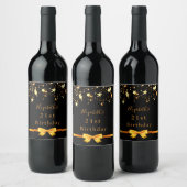 21歳の誕生日パーティーブラック金ゴールド星 ワインラベル (ボトル)
