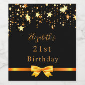 21歳の誕生日パーティーブラック金ゴールド星 ワインラベル (シングルラベル)