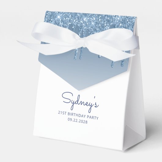 21歳の誕生日パーティーブルーグリッタードリップスクリプト フェイバーボックス (正面サイド)