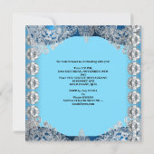 21歳の誕生日パーティーブルーホワイトダイヤモンドマスク 招待状 (裏面)