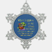 21歳の誕生日パーティープレゼント スノーフレークピューターオーナメント (正面)