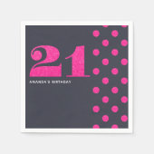 21歳の誕生日パーティーホットピンクグリッター パーソナライズされた スタンダードカクテルナプキン (正面)