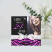 21歳の誕生日パーティーホットピンク21ゼブラ写真3 招待状 (スタンド正面)