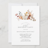 21歳の誕生日パーティーホワイトカボチャ秋花 招待状 (正面)