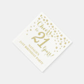 21歳の誕生日パーティーホワイトダイヤモンドと金ゴールドダイヤモンド スタンダードカクテルナプキン (角)
