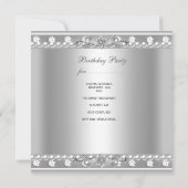 21歳の誕生日パーティーホワイトパールダイヤモンドシルバー 招待状 (裏面)