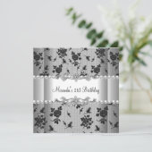 21歳の誕生日パーティーホワイトパールブラックレース 招待状 (スタンド正面)