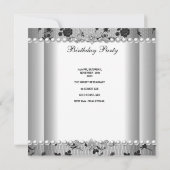 21歳の誕生日パーティーホワイトパールブラックレース 招待状 (裏面)