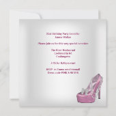 21歳の誕生日パーティーホワイトピンクマルティニシューズ 招待状 (裏面)