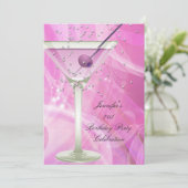 21歳の誕生日パーティーホワイトピンクマルティーニ 招待状 (スタンド正面)