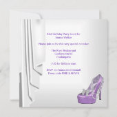 21歳の誕生日パーティーホワイト薄紫マルティーニパールシューズ 招待状 (裏面)