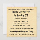 21歳の誕生日パーティーモダン金ゴールドと黒 招待状 (裏面)