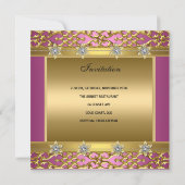 21歳の誕生日パーティーリッチピンクエレガント華美金ゴールド 招待状 (裏面)