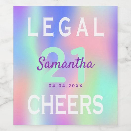 21歳の誕生日パーティーレインボーリーガルモノグラム ワインラベル (シングルラベル)