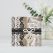 21歳の誕生日パーティーレース素朴バーラップシルク 招待状 (スタンド正面)