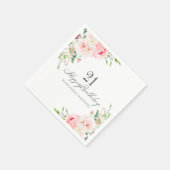 21歳の誕生日パーティー供給ピンクフローラカスタム スタンダードカクテルナプキン (角)