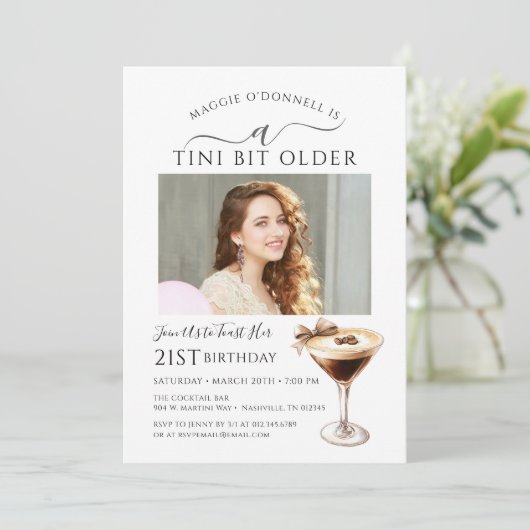 21歳の誕生日パーティー写真エスプレッソ・マルティーニ 招待状 (スタンド正面)