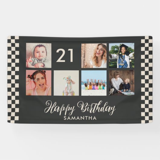 21歳の誕生日パーティー写真コラージュバナー 横断幕 (横)