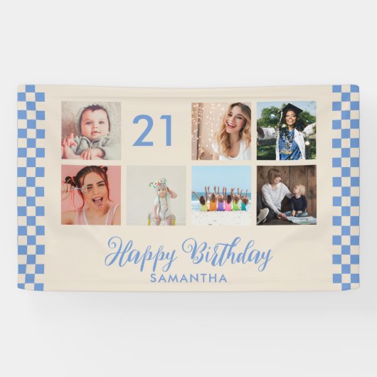 21歳の誕生日パーティー写真コラージュバナー 横断幕 (横)