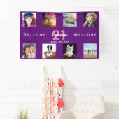 21歳の誕生日パーティー写真コラージュ女の子パープル 横断幕 (インサイチュ)