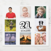 21歳の誕生日パーティー写真コラージュ男 ビールラベル (シングルラベル)