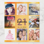 21歳の誕生日パーティー写真コラージュ素朴な金ゴールド ワインラベル (シングルラベル)