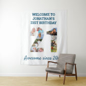 21歳の誕生日パーティー写真コラージュ背景 タペストリー (インサイチュ)