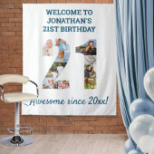 21歳の誕生日パーティー写真コラージュ背景 タペストリー