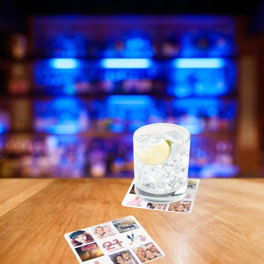 21歳の誕生日パーティー写真コラージュ スクエアペーパーコースター