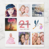 21歳の誕生日パーティー写真コラージュ ワインラベル (シングルラベル)