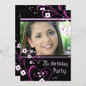 21歳の誕生日パーティー写真招待状カード 招待状 (正面/裏面)
