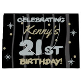 21歳の誕生日パーティー名の追加 ラージペーパーバッグ (正面)