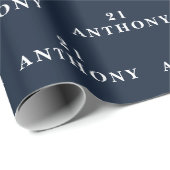 21歳の誕生日パーティー名ネイビーブルーパターモダンン ラッピングペーパー (ロールコーナー)