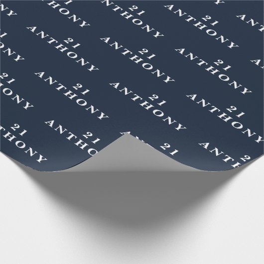 21歳の誕生日パーティー名前 ネイビーブルー モダンなパターン ラッピングペーパー (角)