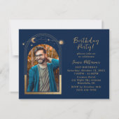 21歳の誕生日パーティー天空金ゴールド月 招待状 (正面)