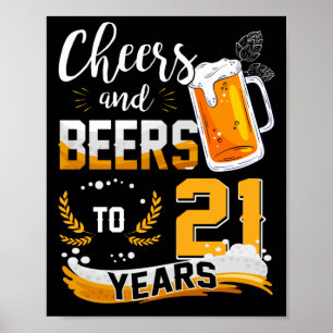 21歳の誕生日パーティー応援とビールを21歳まで ポスター