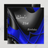 21歳の誕生日パーティー抽象芸術ブラックブルーメン 招待状 (正面/裏面)