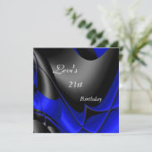 21歳の誕生日パーティー抽象芸術ブラックブルーメン 招待状 (スタンド正面)