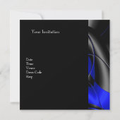 21歳の誕生日パーティー抽象芸術ブラックブルーメン 招待状 (裏面)