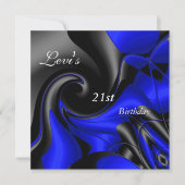 21歳の誕生日パーティー抽象芸術ブラックブルーメン 招待状 (正面)