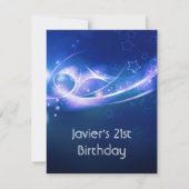 21歳の誕生日パーティー抽象芸術ブルー爆発モダン2 招待状 (正面)