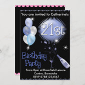 21歳の誕生日パーティー招待状 - コップ 招待状 (正面/裏面)