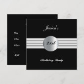 21歳の誕生日パーティー招待状 ブラック 招待状 (正面/裏面)