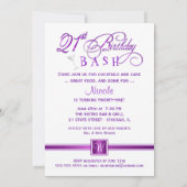 21歳の誕生日パーティー招待状 - 紫と銀 招待状 (裏面)