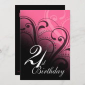 21歳の誕生日パーティー旋回 招待状 (正面/裏面)