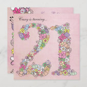 21歳の誕生日パーティー春開花カスタム招待状 招待状 (正面/裏面)