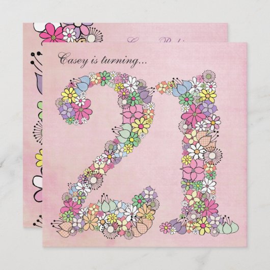 21歳の誕生日パーティー春開花カスタム招待状 招待状 (正面/裏面)