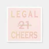 21歳の誕生日パーティー法的応援バラ金ゴールドピンク スタンダードカクテルナプキン (正面)