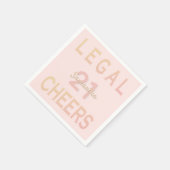 21歳の誕生日パーティー法的応援バラ金ゴールドピンク スタンダードカクテルナプキン (角)